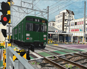 自由画奨励賞_朝曇りの武蔵新田駅_F30_石渡健介